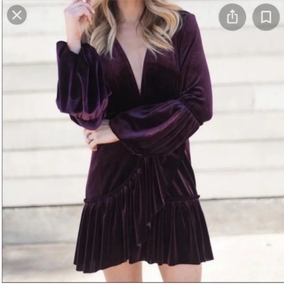 Misa Los Angeles Corrine Velvet Wrap Mini Dress Purple NWT - Picture 4 of 10